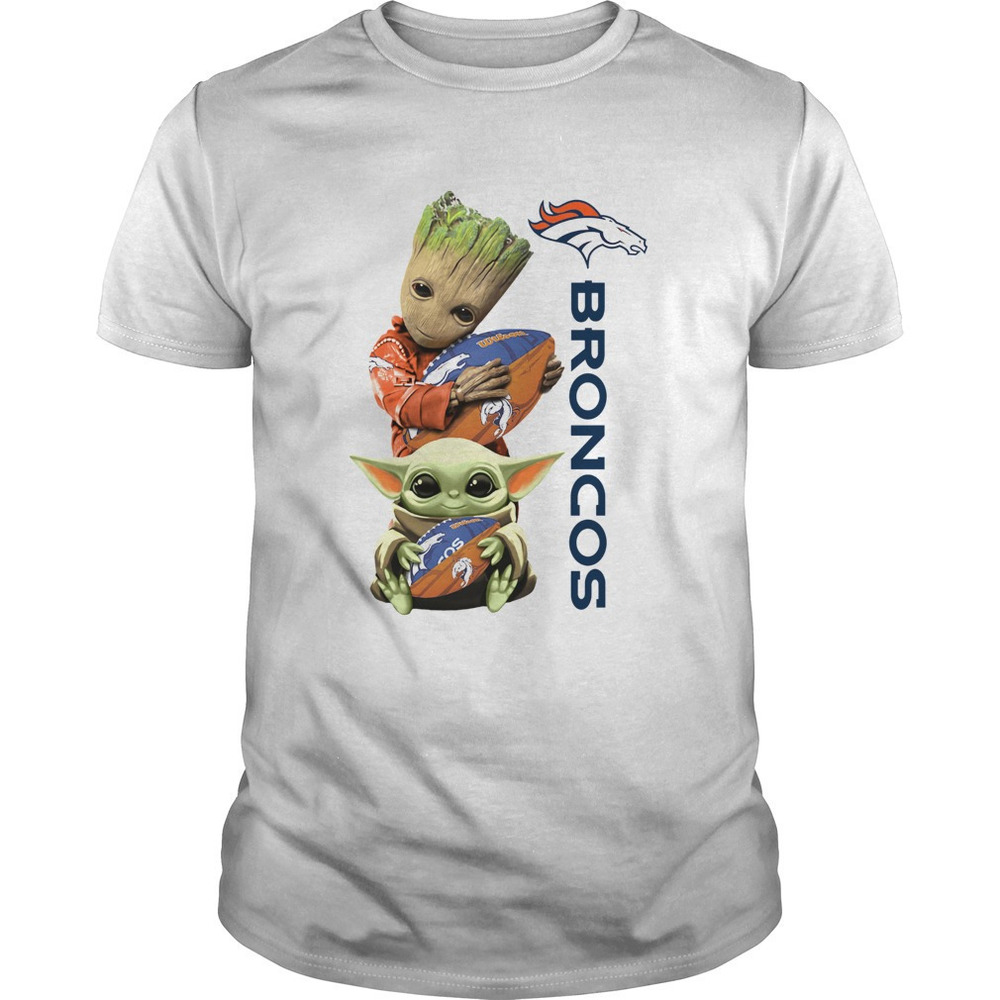 Baby Groot And Baby Yoda Hug Broncos Shirt